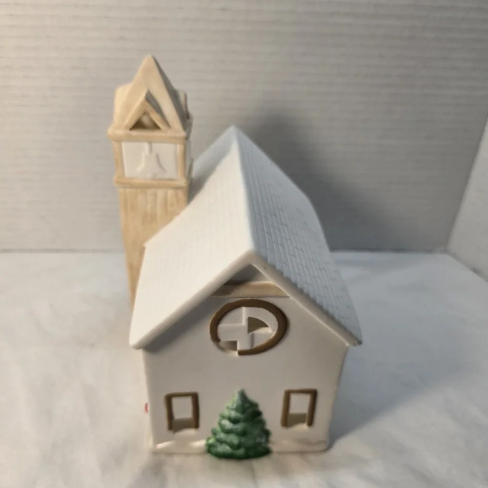 Ceramic Christmas Church House Village Decoration with Wreath‎ Bell Tower